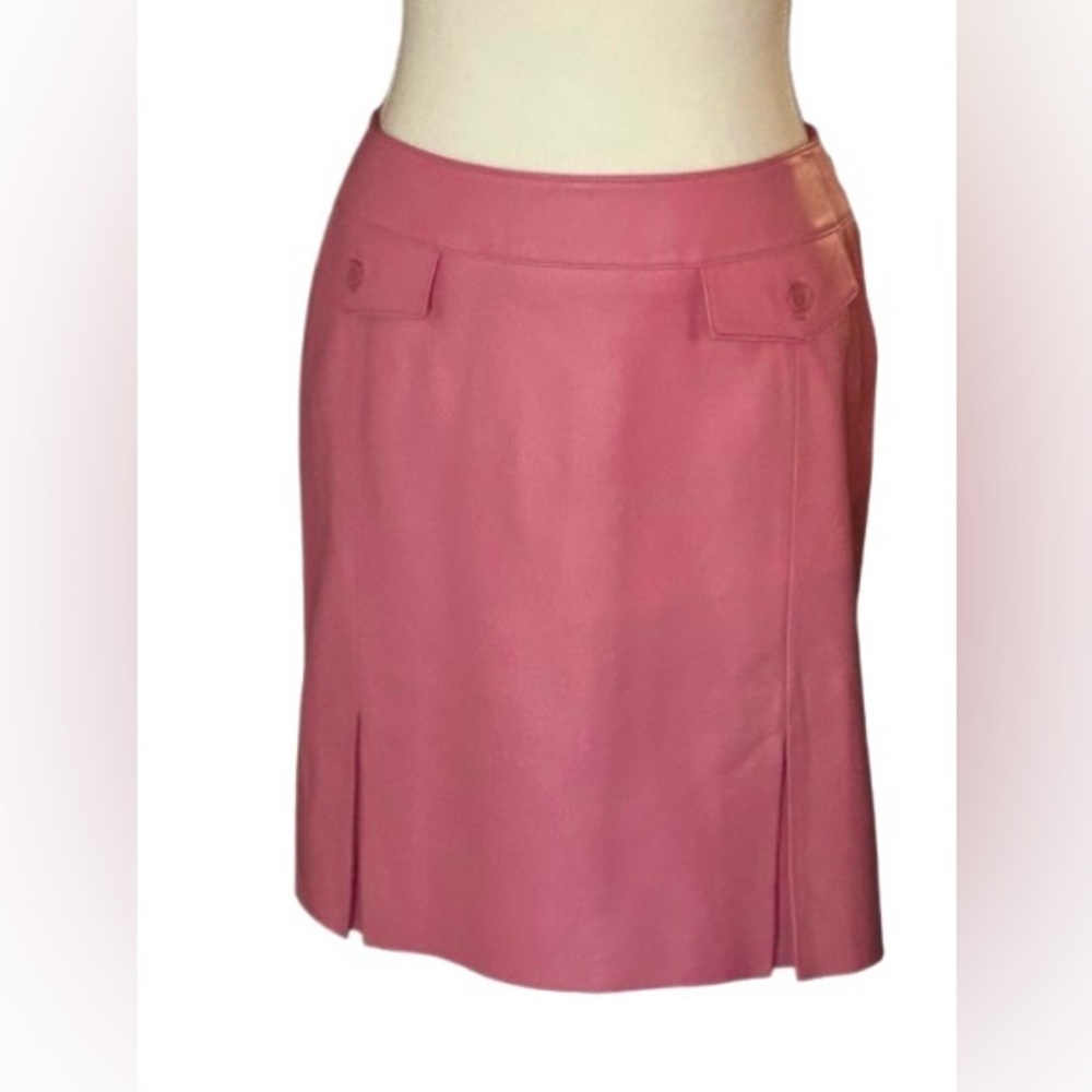 Vibtage Carnation Pink Leather Skirt 14 XL Large Pleated JDS Collections 90s Y2K